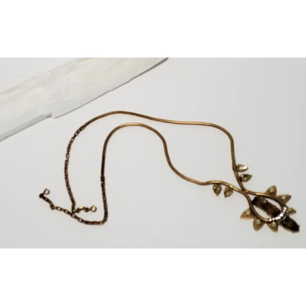 Stella & Dot Soliel Necklace Jewelry Gold Tone Crystal Rhinestones Neutral *note - Picture 7 of 10